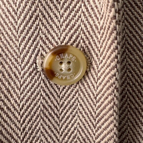 Vintage Chaps Ralph Lauren Petite Linen/Cotton Blend Houndstooth Blazer Brown - Picture 3 of 10